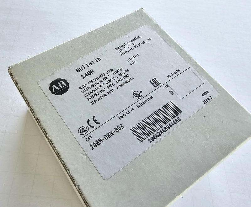 Allen Bradley 140M-D8N-B63 6.3A Motor Starter Circuit Protector - New