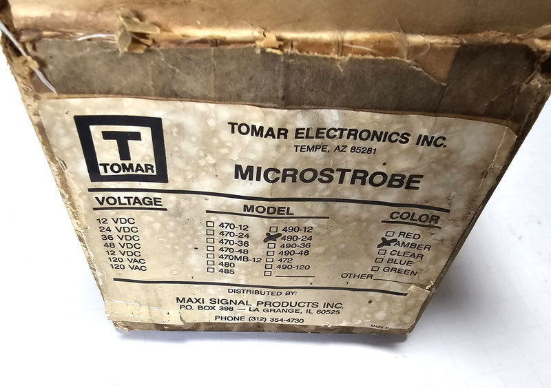 Tomar Microstrobe 490-24 Amber 24VDC Strobe Signal Light - New