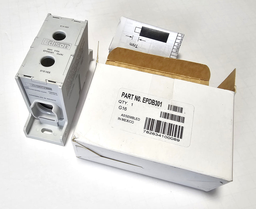 Edison EPDB301 350Kcmil - 6AWG 600V 310A Power Distribution Block - Ne ...
