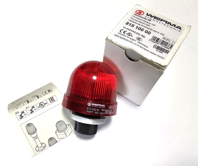 WERMA 815 100 00 12-240VAC/DC RED Permanent Beacon EM - New