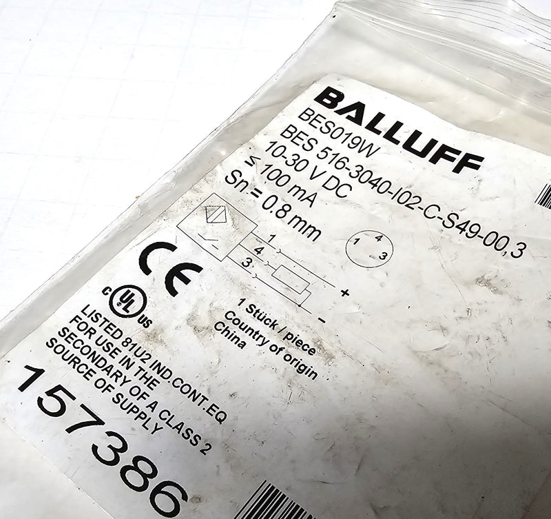 Balluff BES 516-3040-I02-C-S49-00,3 Inductive Proximity Sensor 10-30VDC - New