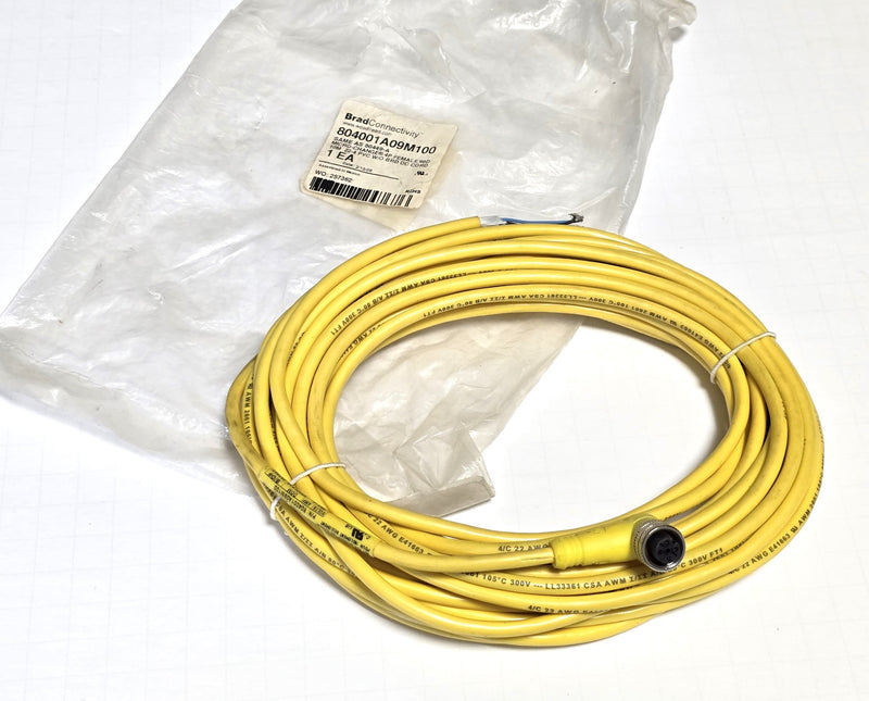 Brad Connectivity 804001A09M100 / AS 80449-A 4P Fem 90D 10M Cable - New