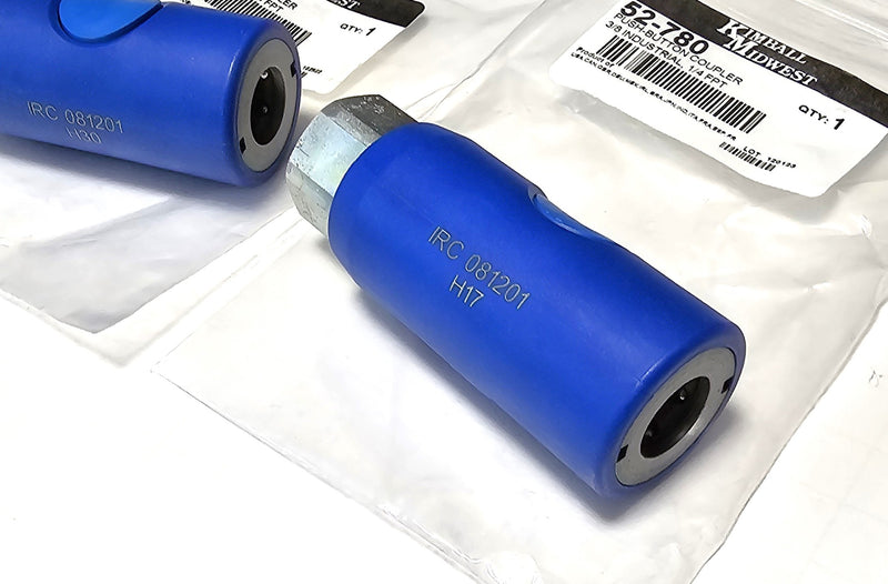 Kimball Midwest 52780 2-Pack Push Button Coupler 3/8 Industrial, 1/4 FPT - New