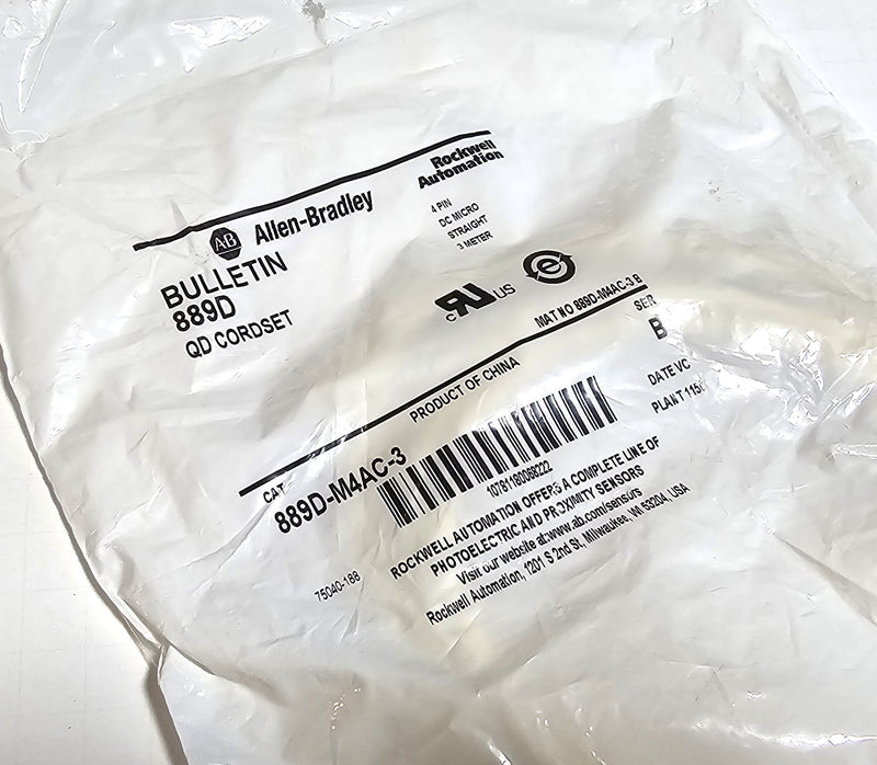 Allen Bradley 889D-M4AC-3 4-Pin DC Micro Straight 889D QD Cordset 3m Cable - New