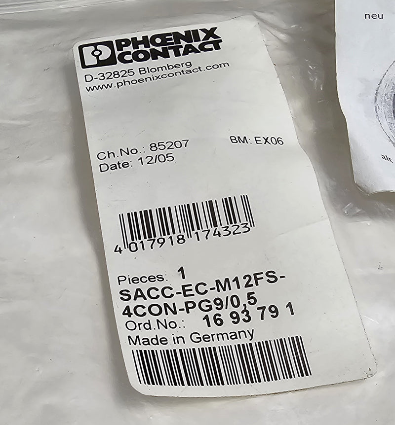 Phoenix Contact SACC-EC-M12FS-4CON-PG9/0,5 M12 4P Bulkhead Connector - 1693791