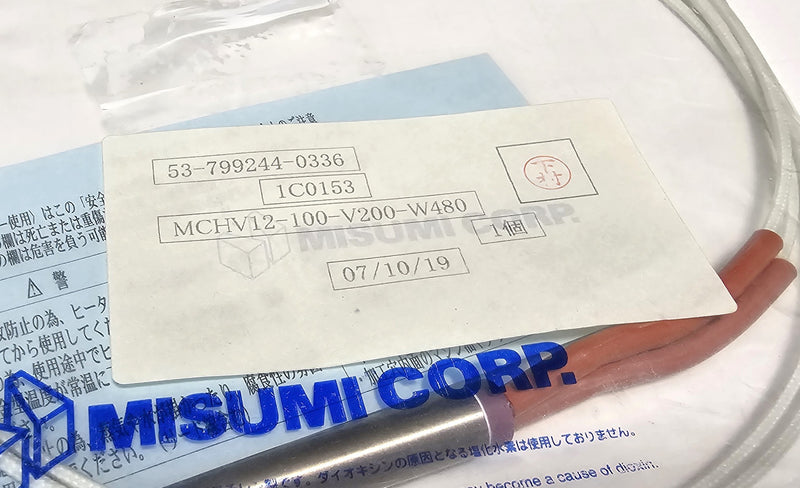 Misumi MCHV12-100-V200-W480 Straight Cartridge Heater 200V 480W - New / Sealed