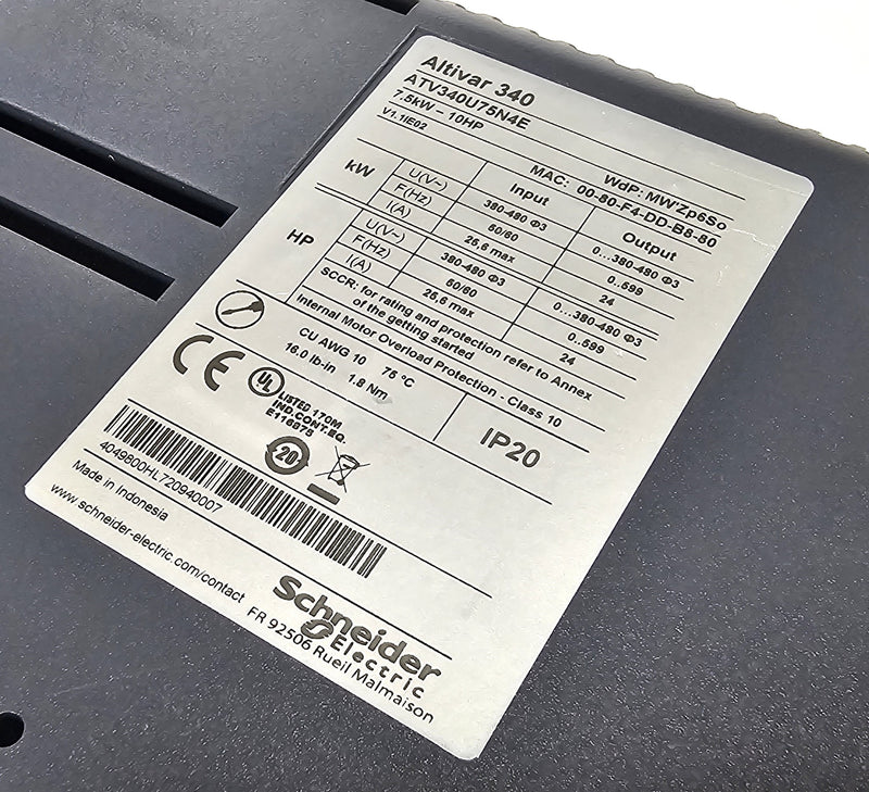 Schneider ATV340U75N4E Altivar 340 7.5 kW - 10HP 380-480V VFD Drive