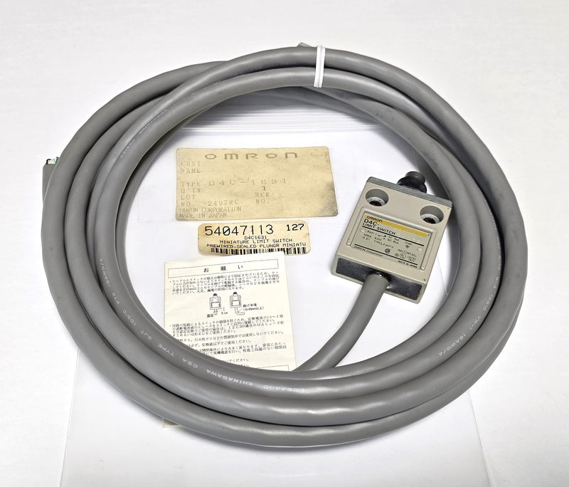 Omron D4C-1631 Minature Limit Switch Pre-Wired Sealed Plunger - New
