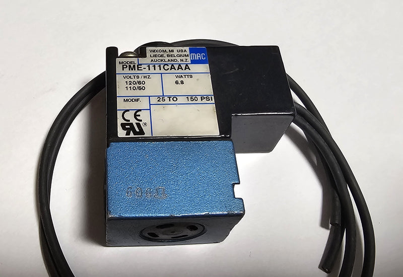 MAC PME-111CAAA 120VAC 25-150 PSI Pneumatic Solenoid Assembly 13" Leads - Used
