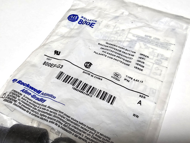 Allen Bradley 800EP-G3 Green Guarded Push Button - New / Sealed