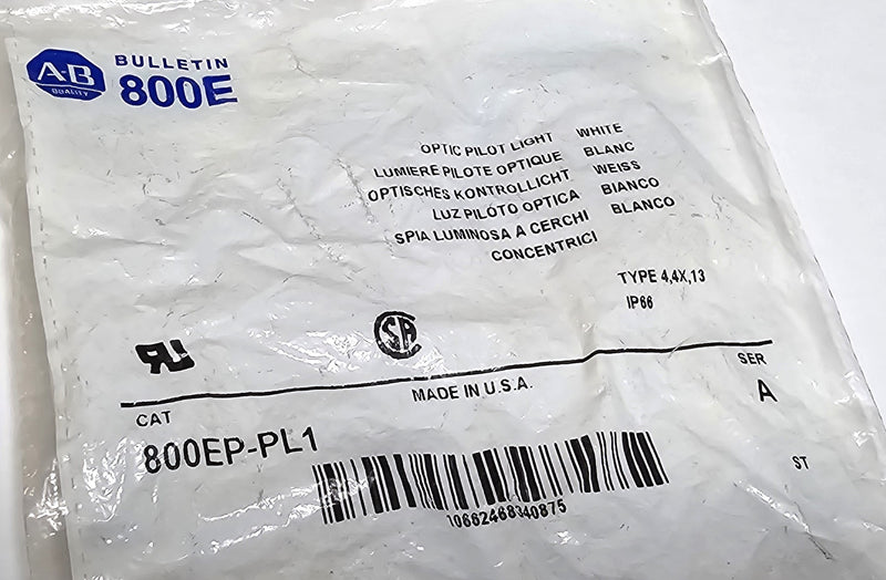 Allen Bradley 800EP-PL1 White Optic Pilot Light - New / Sealed