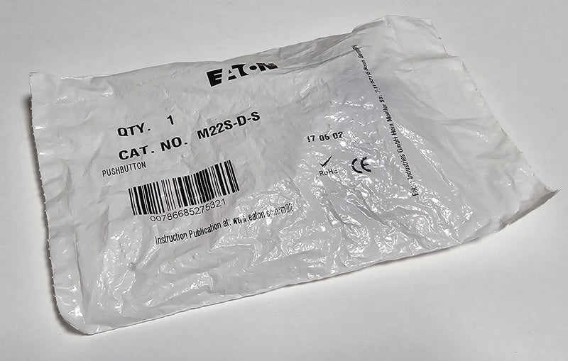 Eaton M22S-D-S Black Flush Push Button & Contact Latch Assembly - New / Sealed