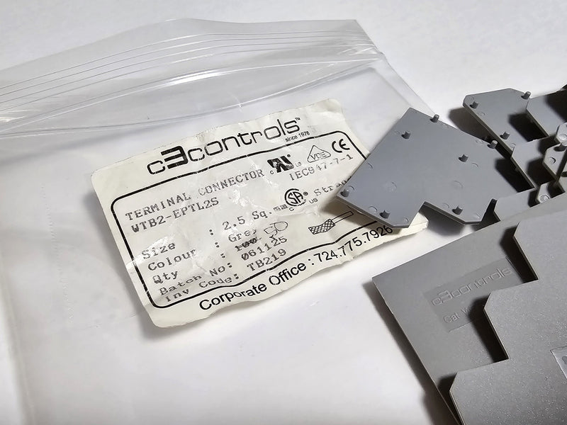 C3Controls WTB2-EPTL2S ( Lot of 30 ) Grey TL2 Terminal Block End Barrier - New