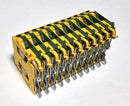Entrelec M6/8P ( Lot of 11 ) Green / Yellow Ground Terminal Block - New