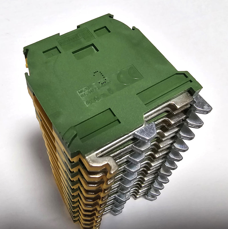 Entrelec M6/8P ( Lot of 11 ) Green / Yellow Ground Terminal Block - New