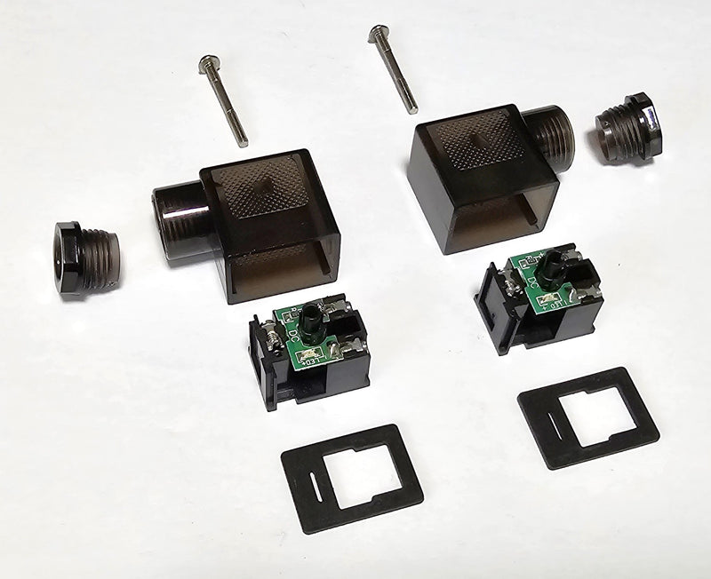 Solenoid 3-Wire DC Din Connector / Black ( Lot of 2 )  w/ LED indicator - New