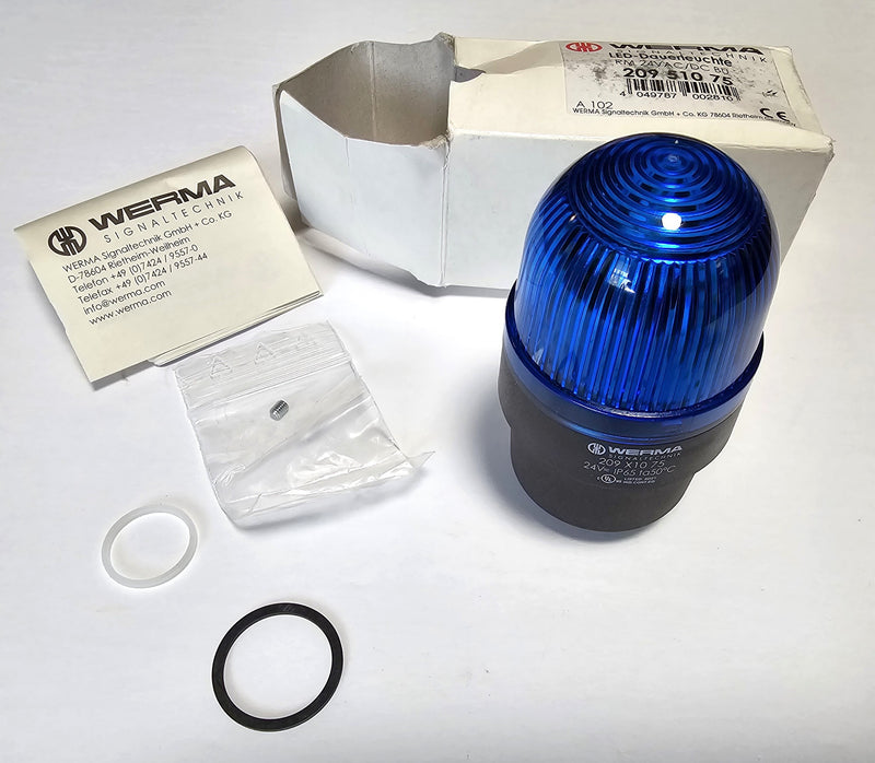 WERMA 209 X10 75 Signal Tower Light RM 24V AC/DC Blue Beacon - New