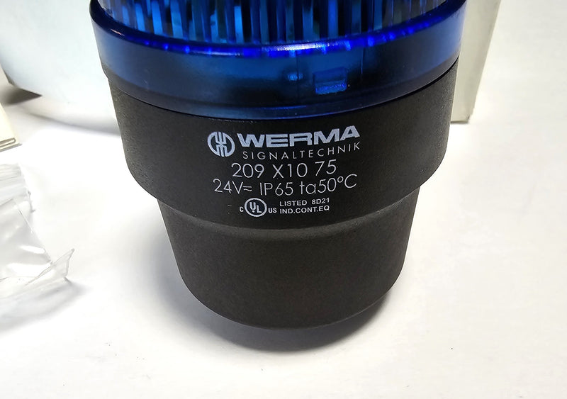 WERMA 209 X10 75 Signal Tower Light RM 24V AC/DC Blue Beacon - New