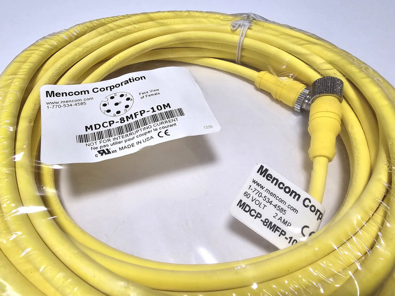 Mencom MDCP-8MFP-10M MDC (M12) Male to Female Shielded 8-Pin 10m Cable - New