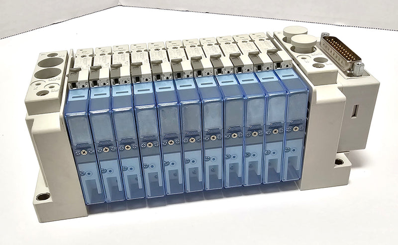 SMC SS5Y3-12S6D4-168-D Valve Bank & 11 SY3101RB-5NZF1 24VDC Solenoid Valves  New