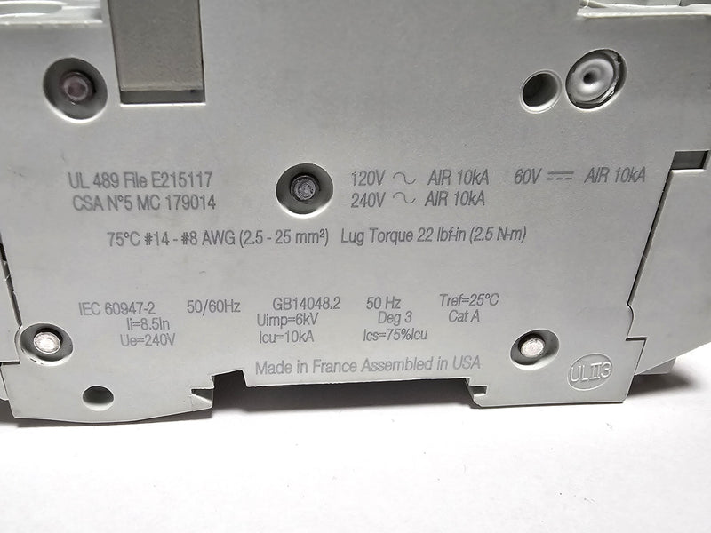 Schneider 60103 Multi 9 C60 1P 2A 240V Circuit Breaker - Used / Excellent - Qty