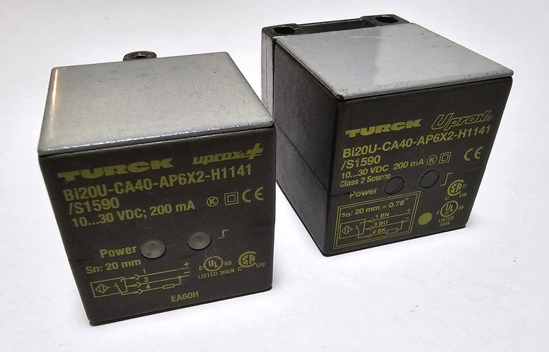 Turck BI20U-CA40-AP6X2-H1141/S1590 ( Lot of 2 ) Proximity Sensor sn: 20mm - Used