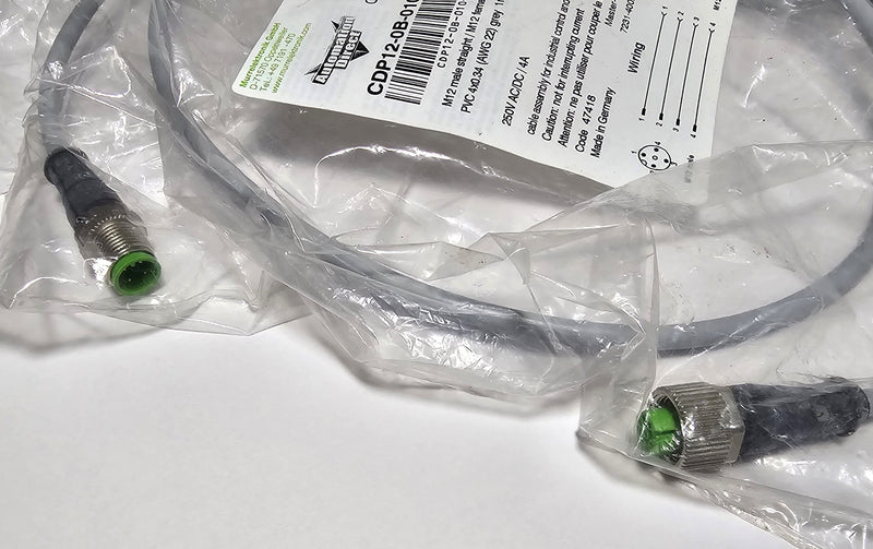 Automation Direct CDP12-0B-010-AA ( Lot of 5 ) M12 Male/Female Straight 1m - New