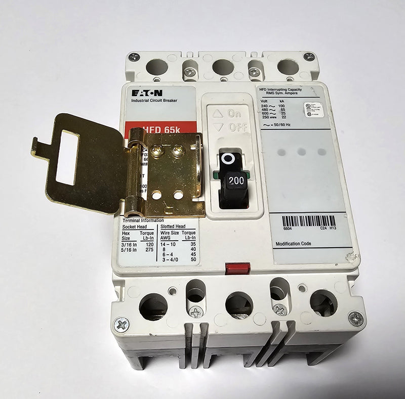 Eaton HFD3200BP10 200 Amp 3-Pole 600V Main Molded Case Circuit Breaker & Lockout