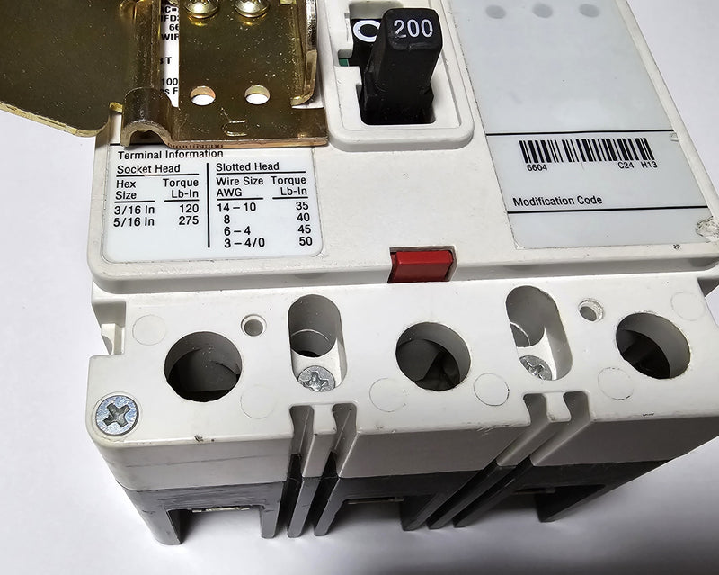 Eaton HFD3200BP10 200 Amp 3-Pole 600V Main Molded Case Circuit Breaker & Lockout