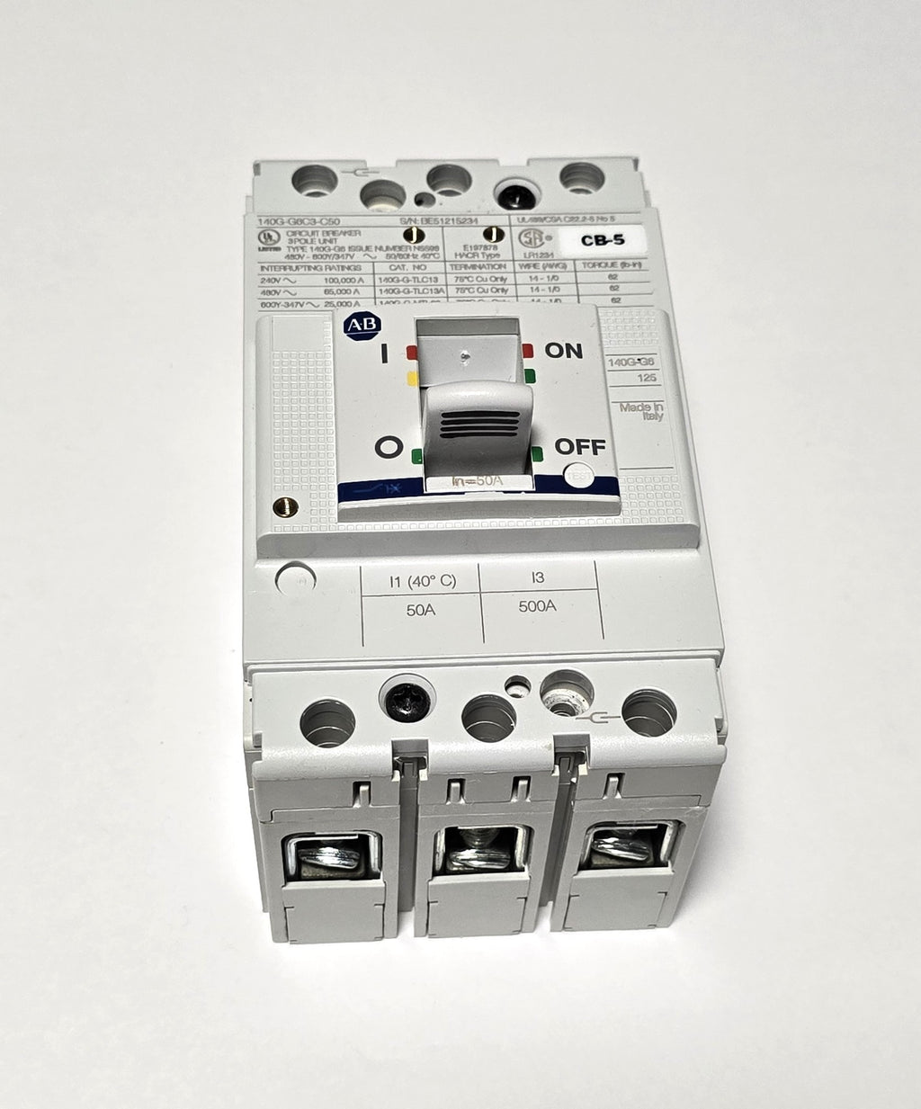 Allen Bradley 140G-G6C3-C50 50A Molded Case Circuit Breaker Fr. 125 ...