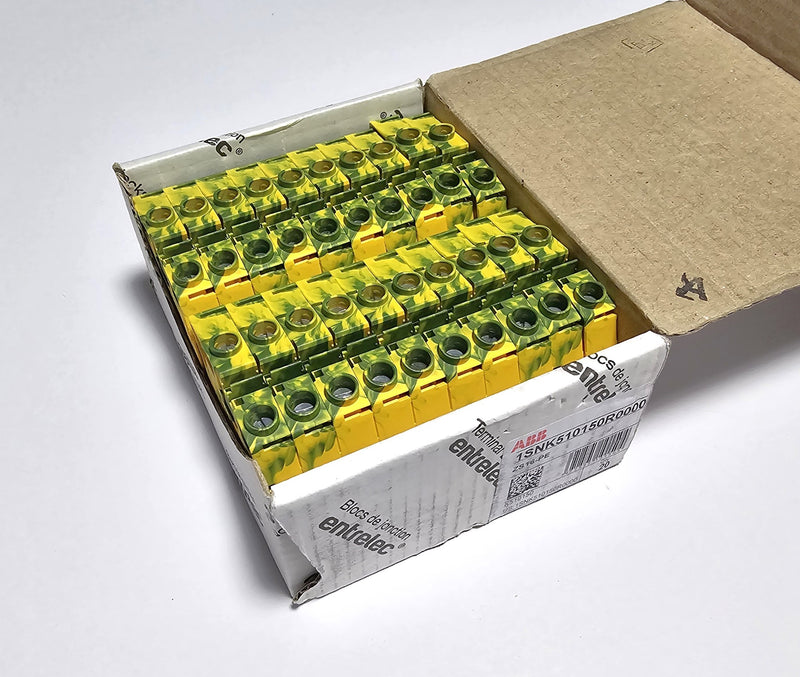 ABB Entrelec 1SNK510150R0000 Ground Green-Yellow Box of 20 Terminal Blocks - New
