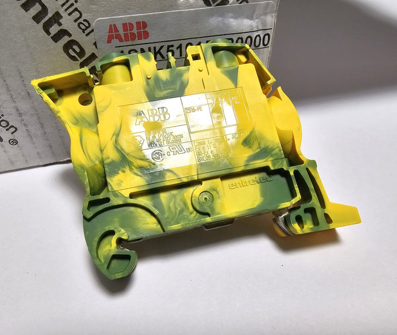 ABB Entrelec 1SNK510150R0000 Ground Green-Yellow Box of 20 Terminal Blocks - New