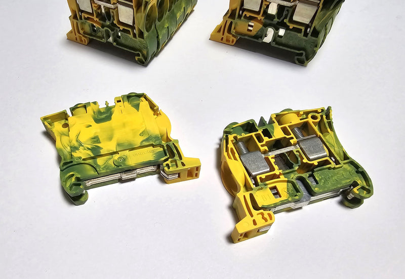 ABB Entrelec 1SNK510150R0000 Ground Green-Yellow 14-Pack Terminal Blocks - New