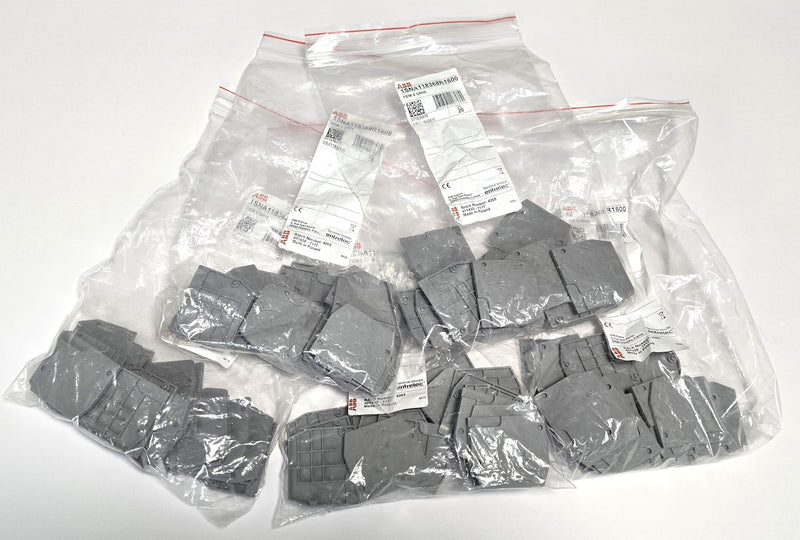 ABB / Entrelec 1SNA118368R1600 Pack/100 FEM 6 GRIS Terminal Block End Caps - New