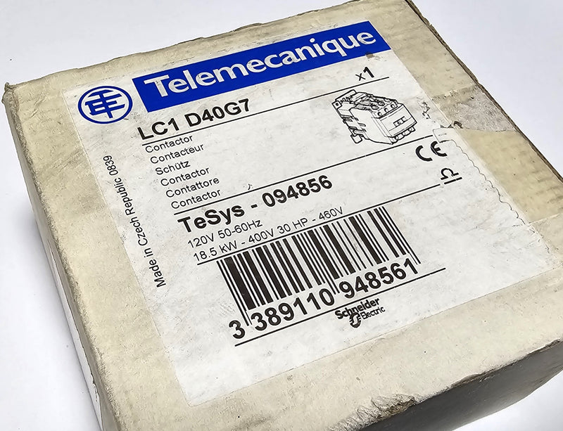 Telemecanique LC1 D40G7 Contactor 120V Coil 60A - New