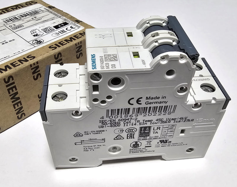 Siemens 5SY4203-8 Circuit Breaker 3A 2-Pole - New