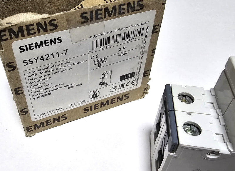 Siemens 5SY4211-7 Circuit Breaker 5A 2-Pole - New