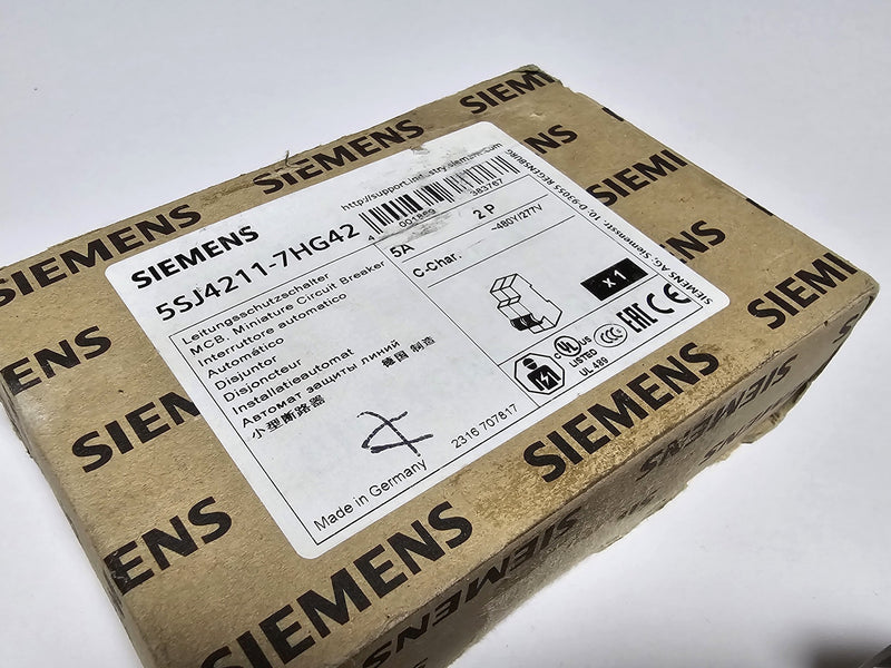 Siemens 5SJ4211-7HG42 Circuit Breaker 5A 2-Pole 480Y/277V - New