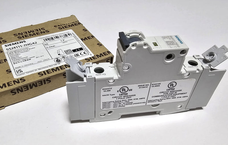 Siemens 5SJ4111-7HG42 Circuit Breaker 5A 1-Pole 277V - New