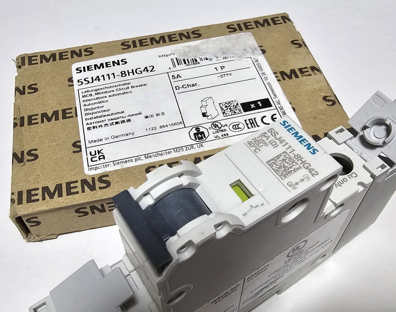Siemens 5SJ4111-8HG42 Circuit Breaker 5A 1-Pole 277V - New