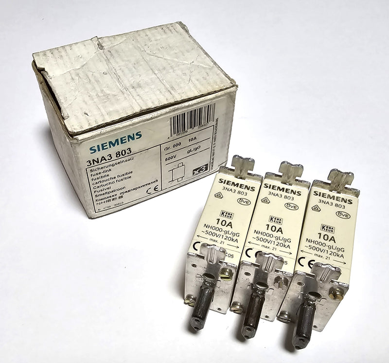 Siemens 3NA3 80 10A Fuse Link Cartridge ( Lot of 3 ) New