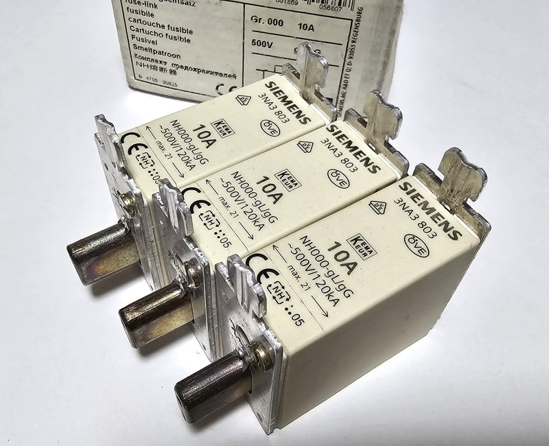 Siemens 3NA3 80 10A Fuse Link Cartridge ( Lot of 3 ) New