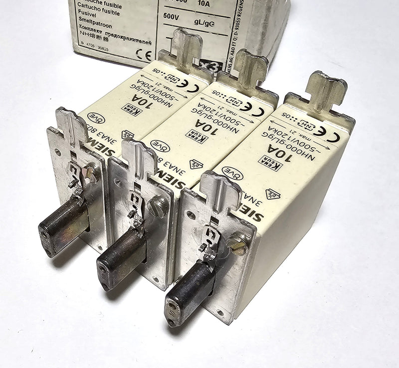Siemens 3NA3 80 10A Fuse Link Cartridge ( Lot of 3 ) New