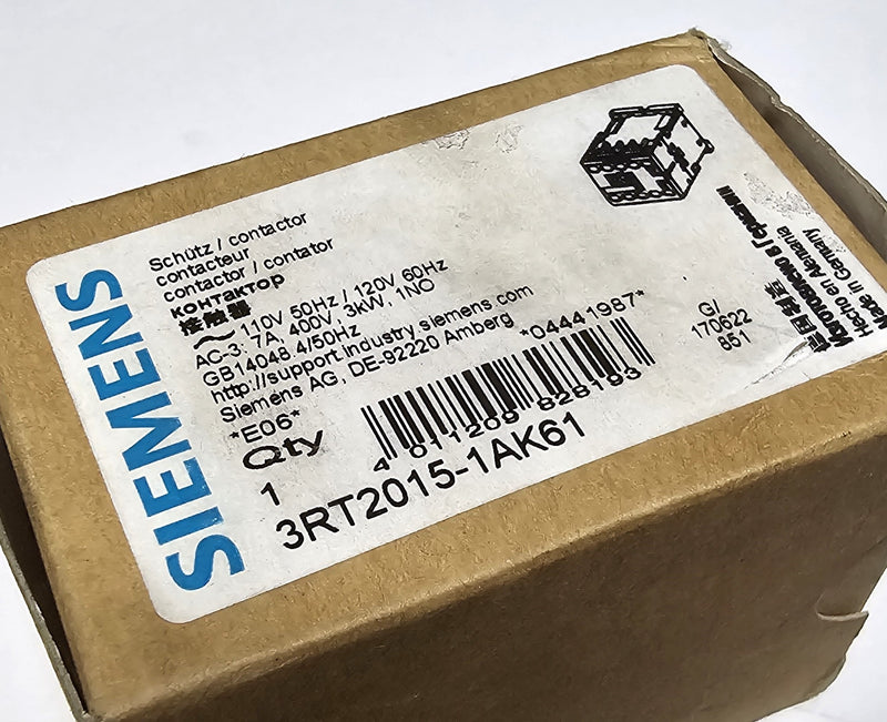 Siemens 3RT2015-1AK61 120V Coil Contactor - New