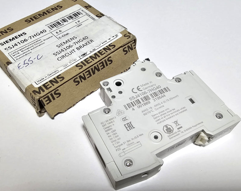 Siemens 5SJ4106-7HG40 6A 1P Circuit Breaker - New