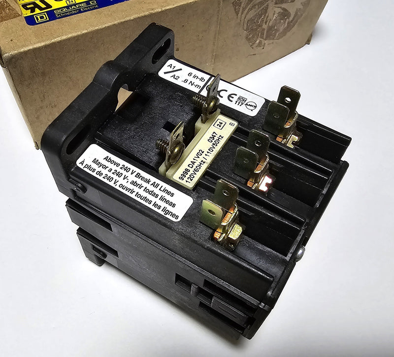 Square D 8910DPA33V02 3-Pole Definite Purpose Contactor 120V Coil 30A - New