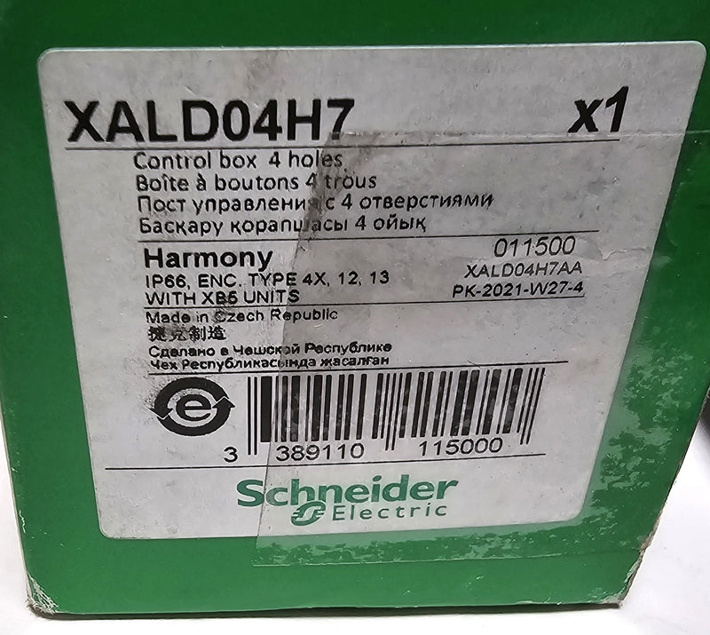 Schneider XALD04H7 4-Hole Control Box / Enclosure - New