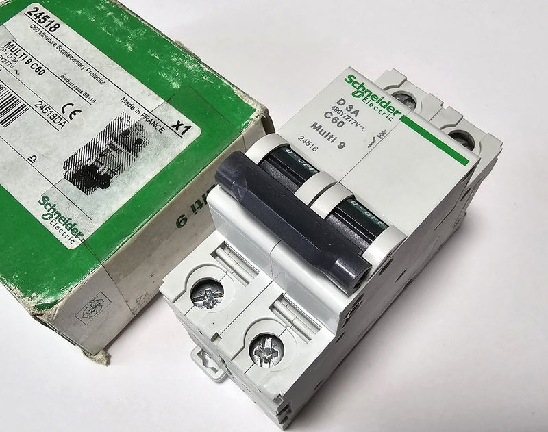 Schneider 24518 Multi 9 C60 2P 3A 480Y/277V Circuit Breaker - New