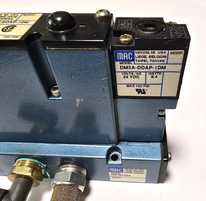 MAC 92B-FAB-000-DM-DDAP-1DM Dual 24V Solenoid Valve & 92B-000-CAA Manifold