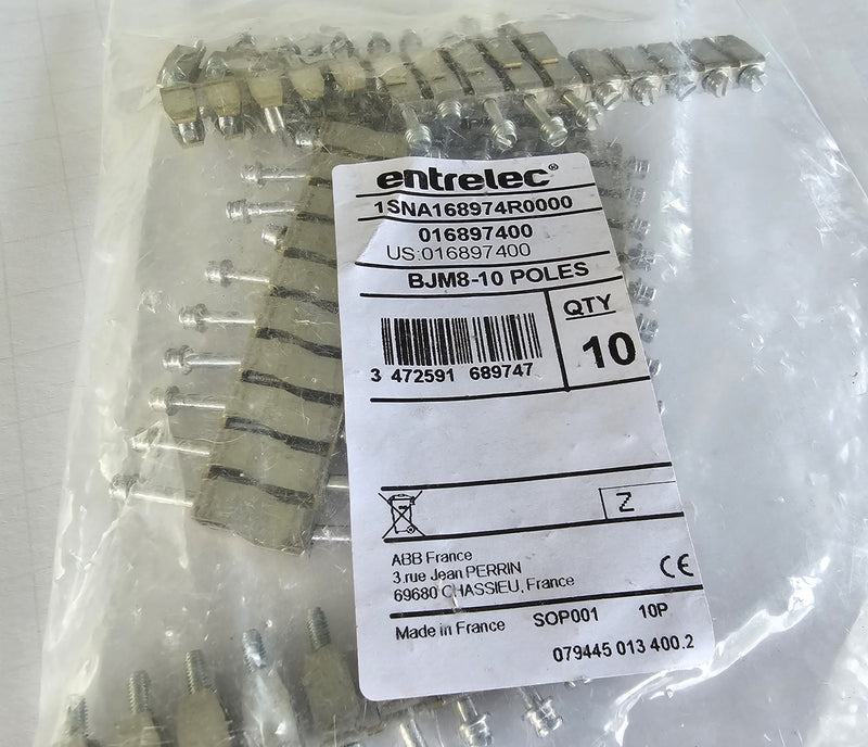 Entrelec 1SNA168974R0000 BJM8-10 Poles Terminal Block Jumpers 10-Pack - New